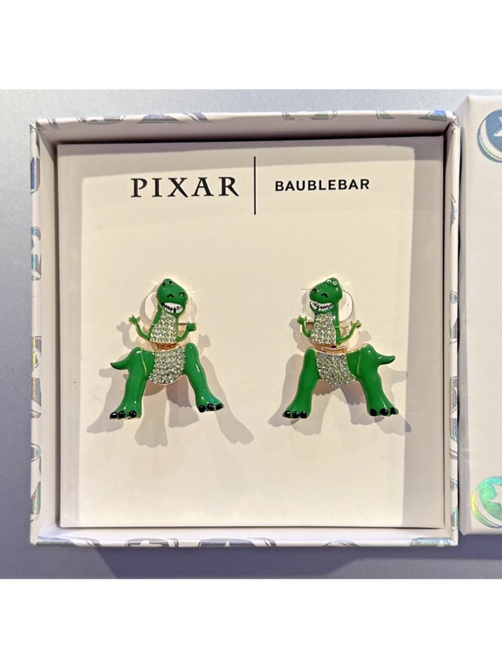 PIXAR x BaubleBar Green T-Rex Earrings, NWT